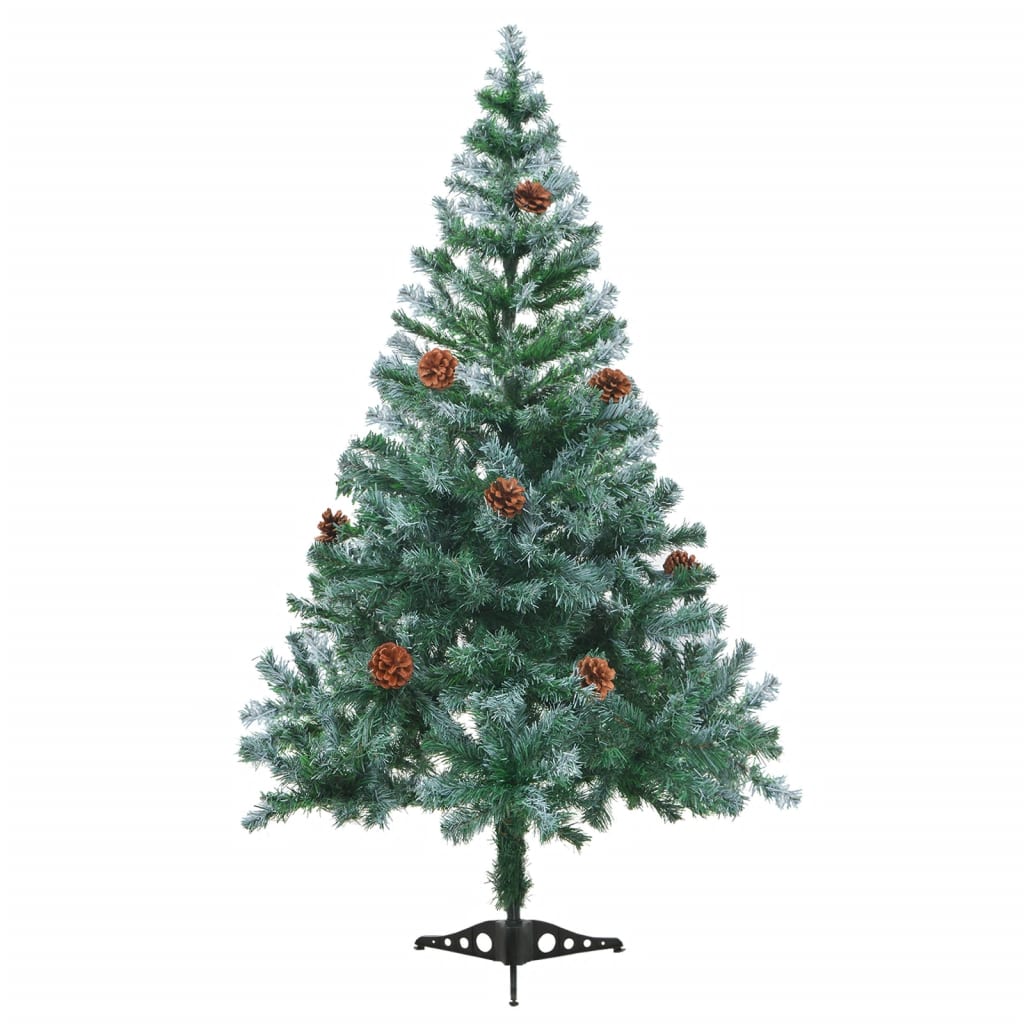 Vidaxl kunstkerstboom avec des boules d'éclairage cône de pin de neige 150 cm