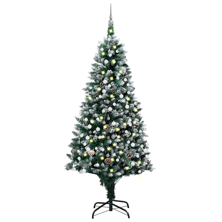 Vidaxx sapin de Noël artificiel avec LED et boules de Noël et pommes de pin 240 cm