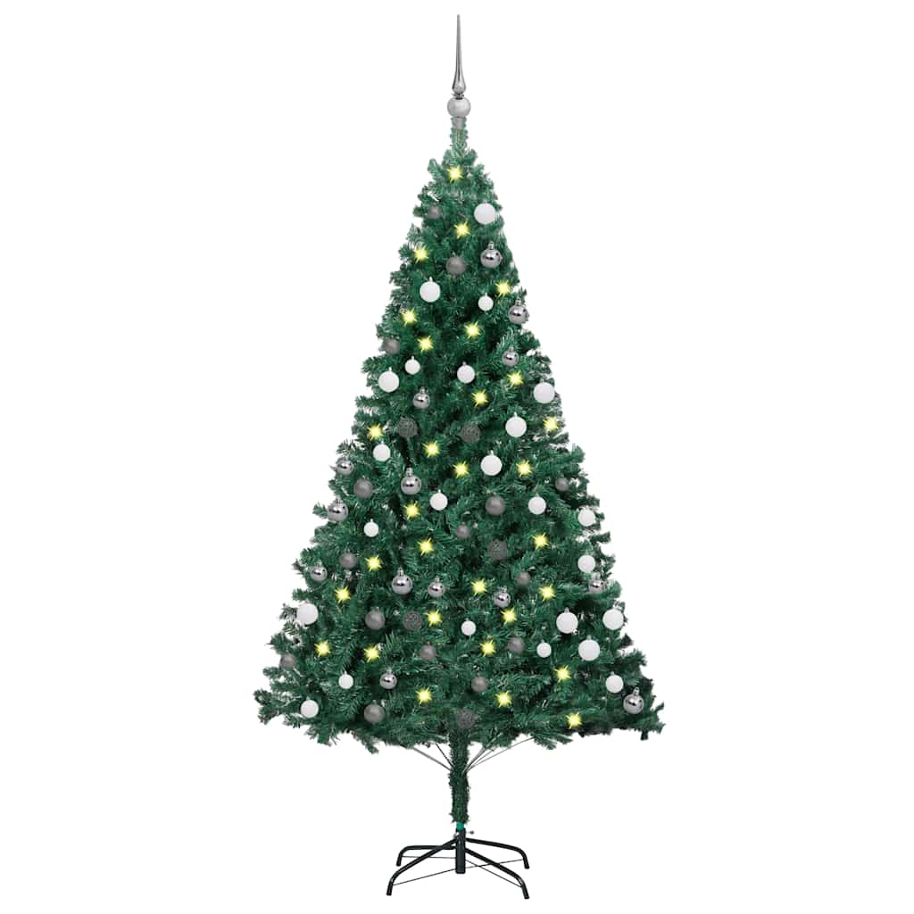 Vidaxl kunstkerstboom avec éclairage et balles de Noël 150 cm en PVC vert