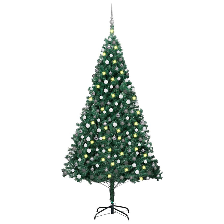 Vidaxl kunstkerstboom avec éclairage et balles de Noël 210 cm en PVC vert