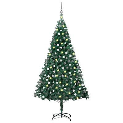 Vidaxl kunstkerstboom avec éclairage et balles de Noël 210 cm en PVC vert