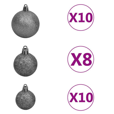 Vidaxl kunstkerstboom avec éclairage et balles de Noël 210 cm en PVC vert