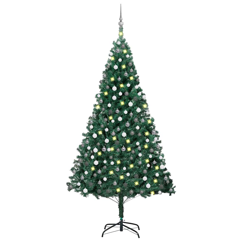 Vidaxl kunstkerstboom avec éclairage et balles de Noël 240 cm verts