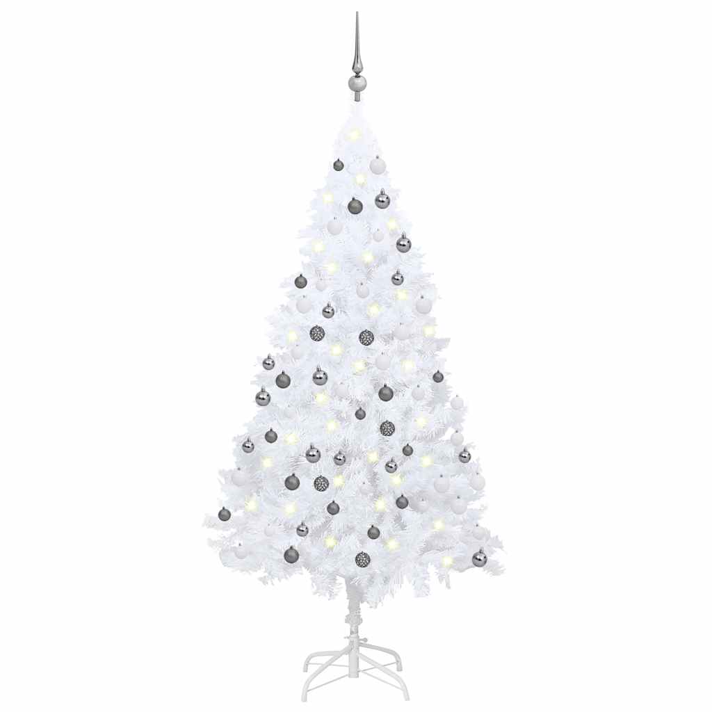 Vidaxl kunstkerstboom avec éclairage et balles de Noël 120 cm PVC blanc