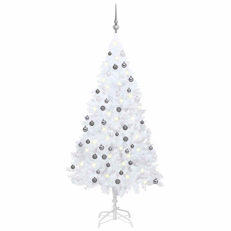 Vidaxl kunstkerstboom avec éclairage et balles de Noël 120 cm PVC blanc