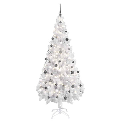 Vidaxl kunstkerstboom avec éclairage et balles de Noël 180 cm PVC blanc