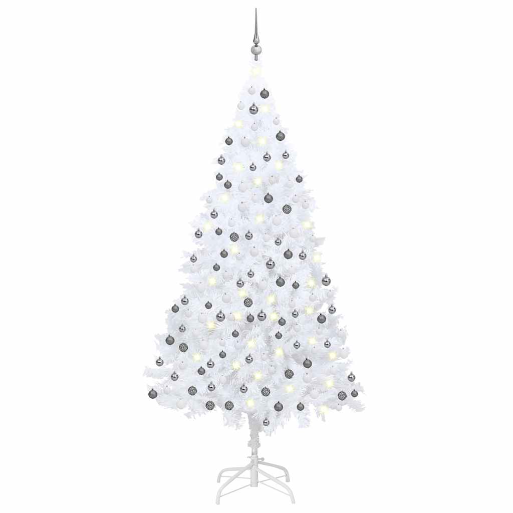 Vidaxl kunstkerstboom avec éclairage et balles de Noël 240 cm blancs