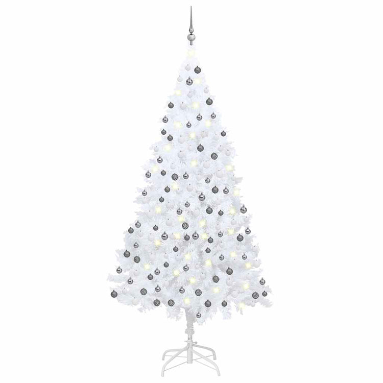 Vidaxl kunstkerstboom avec éclairage et balles de Noël 240 cm blancs