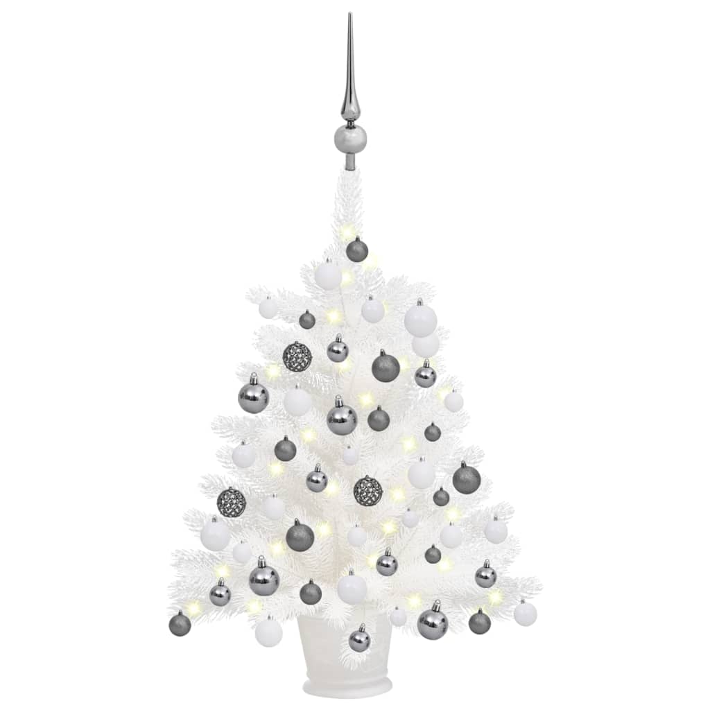 Vidaxl kunstkerstboom avec éclairage et balles de Noël 65 cm blancs