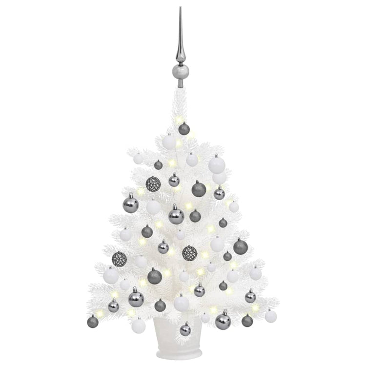 Vidaxl kunstkerstboom avec éclairage et balles de Noël 65 cm blancs