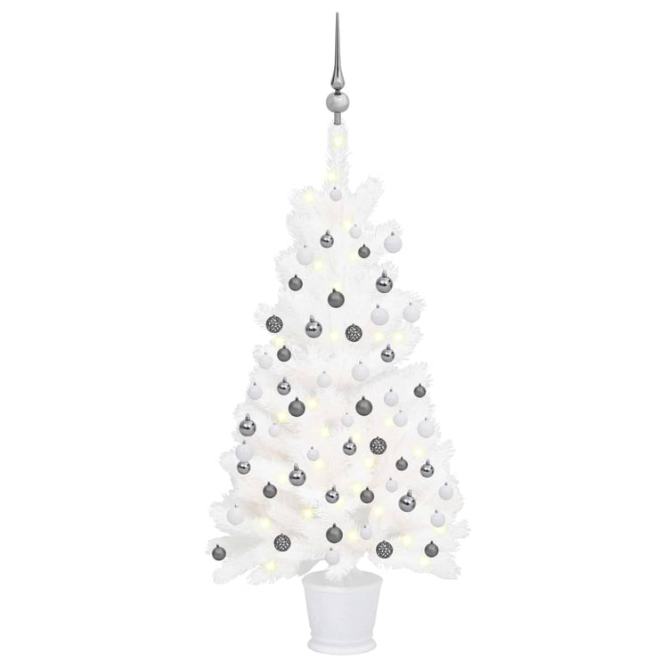 Vidaxl kunstkerstboom avec éclairage et balles de Noël 90 cm blancs
