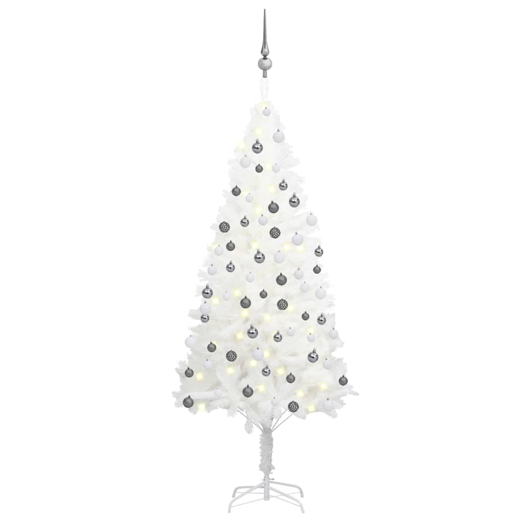 Vidaxl kunstkerstboom avec éclairage et balles de Noël 150 cm PVC blanc