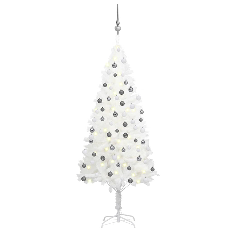 Vidaxl kunstkerstboom avec éclairage et balles de Noël 150 cm PVC blanc