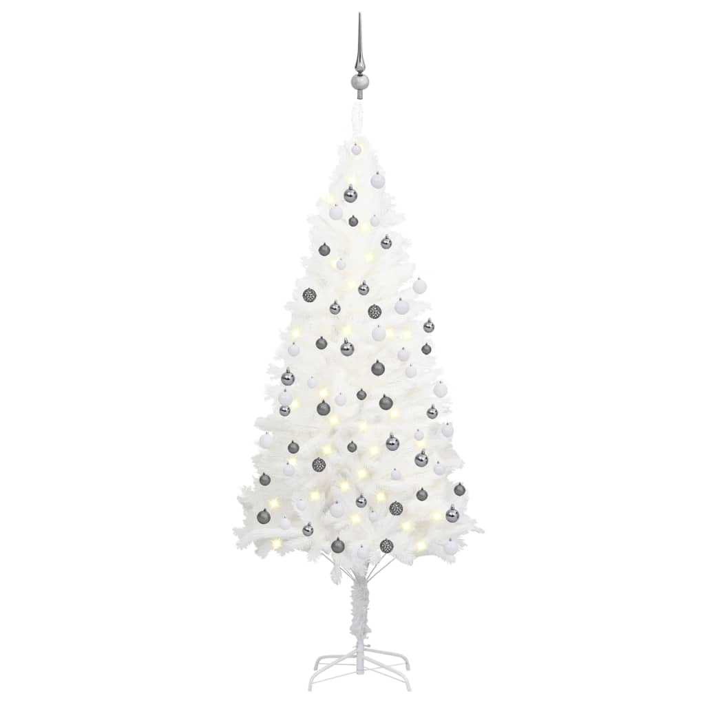 Vidaxl kunstkerstboom avec éclairage et balles de Noël 180 cm blancs