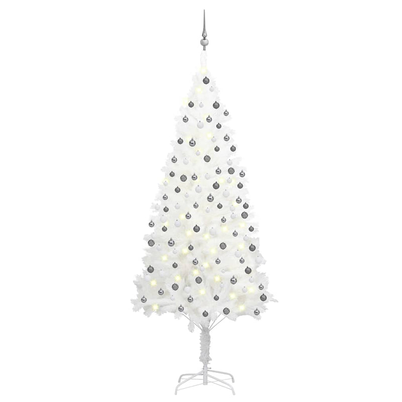 Vidaxl kunstkerstboom avec éclairage et balles de Noël 210 cm PVC blanc