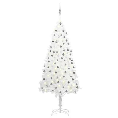 Vidaxl kunstkerstboom avec éclairage et balles de Noël 210 cm PVC blanc