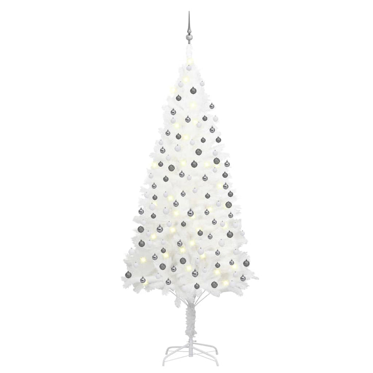 Vidaxl kunstkerstboom avec éclairage et balles de Noël 240 cm blancs
