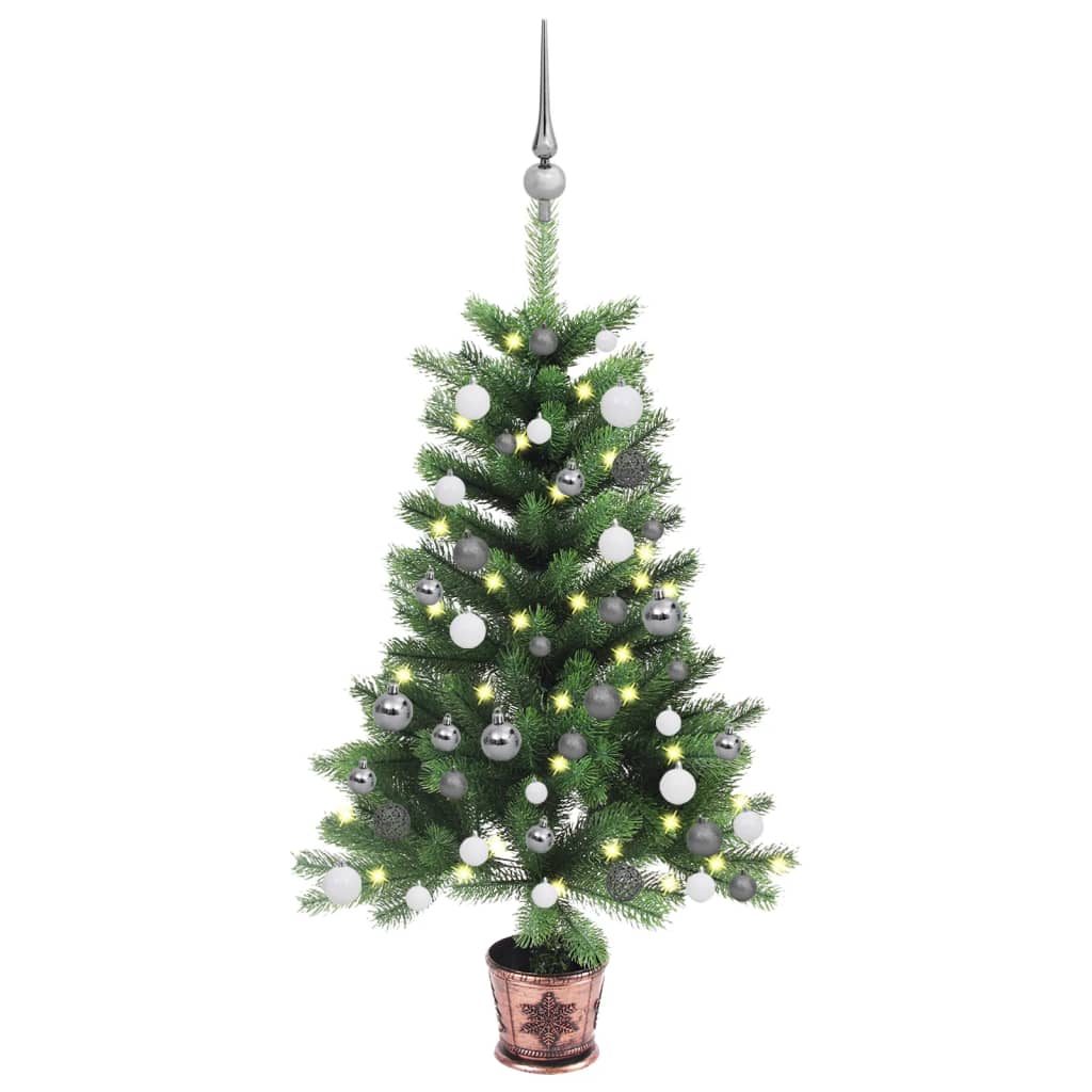 Vidaxl kunstkerstboom avec éclairage et balles de Noël 65 cm verts