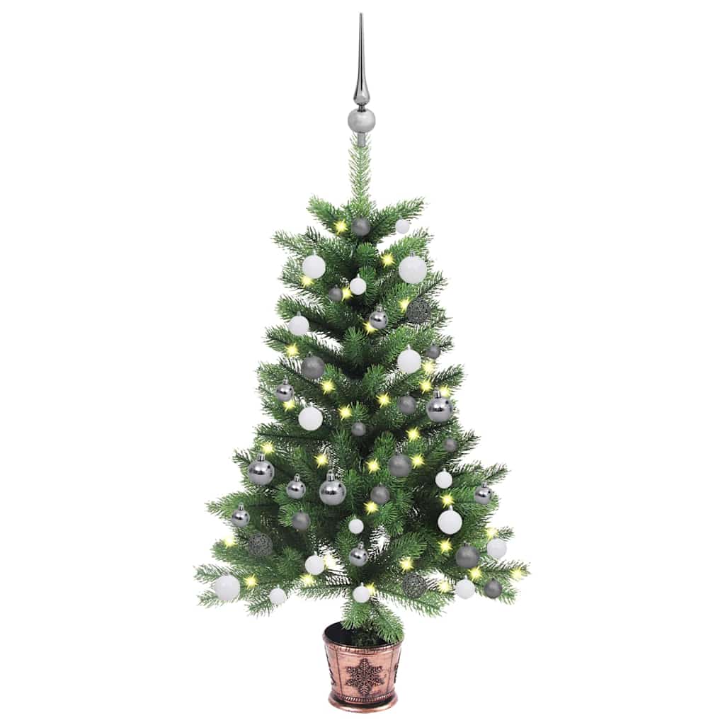 Vidaxl kunstkerstboom avec éclairage et balles de Noël 90 cm verts