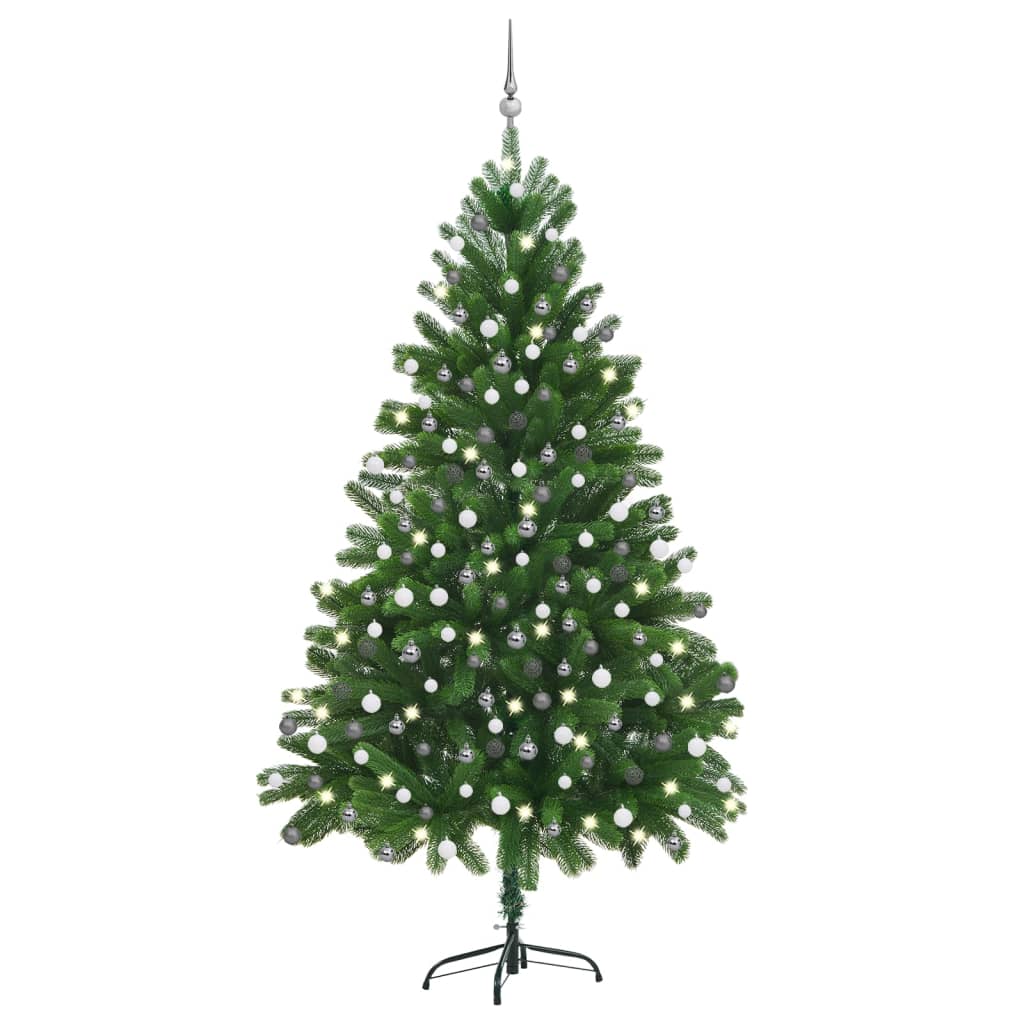 Vidaxl kunstkerstboom avec éclairage et balles de Noël 210 cm verts