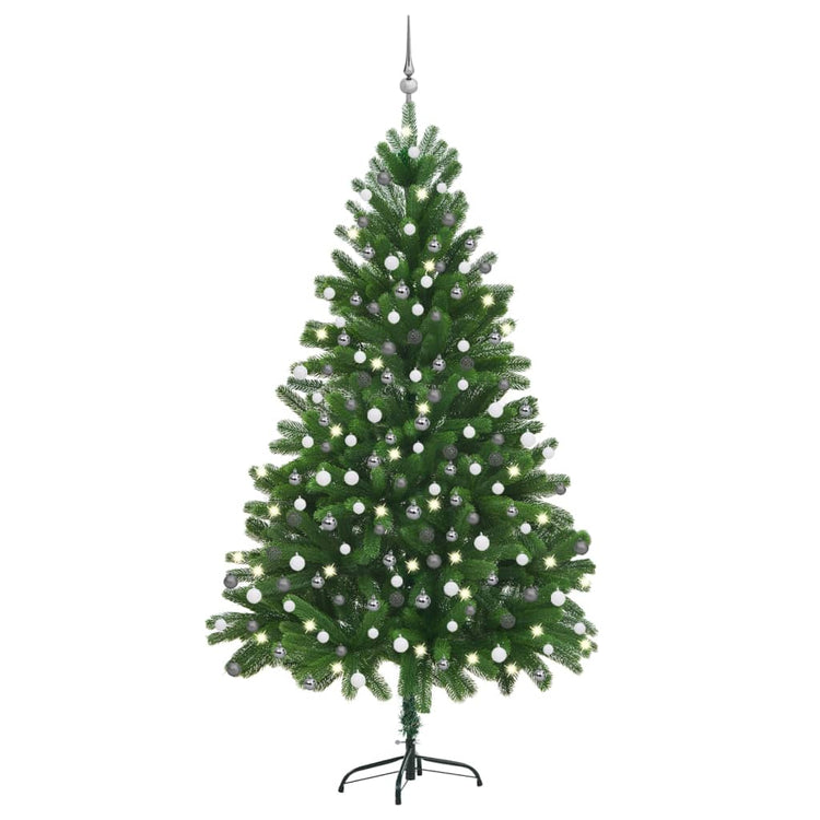Vidaxl kunstkerstboom avec éclairage et balles de Noël 210 cm verts
