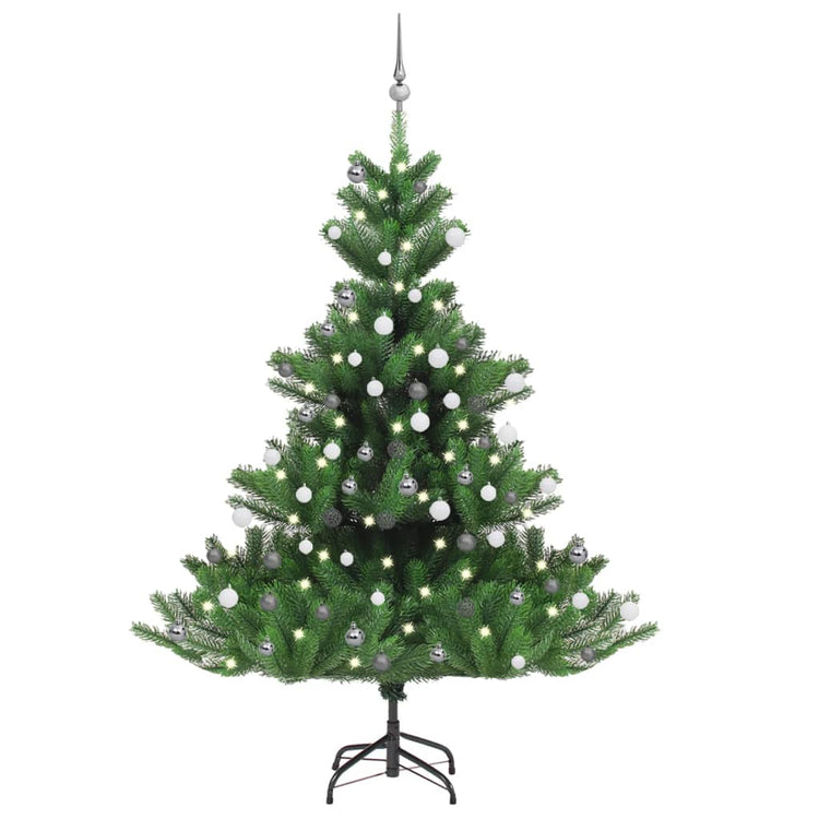 Vidaxl kunstkerstboom nordmann avec les LED et les balles de Noël 180 cm verts