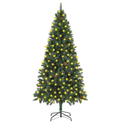 Vidaxl kunstkerstboom avec éclairage et pignons 210 cm verts