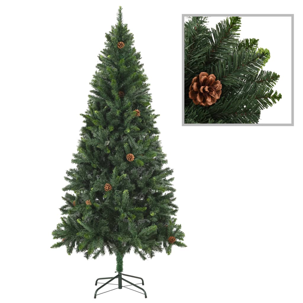 Vidaxl kunstkerstboom avec éclairage et pignons 210 cm verts