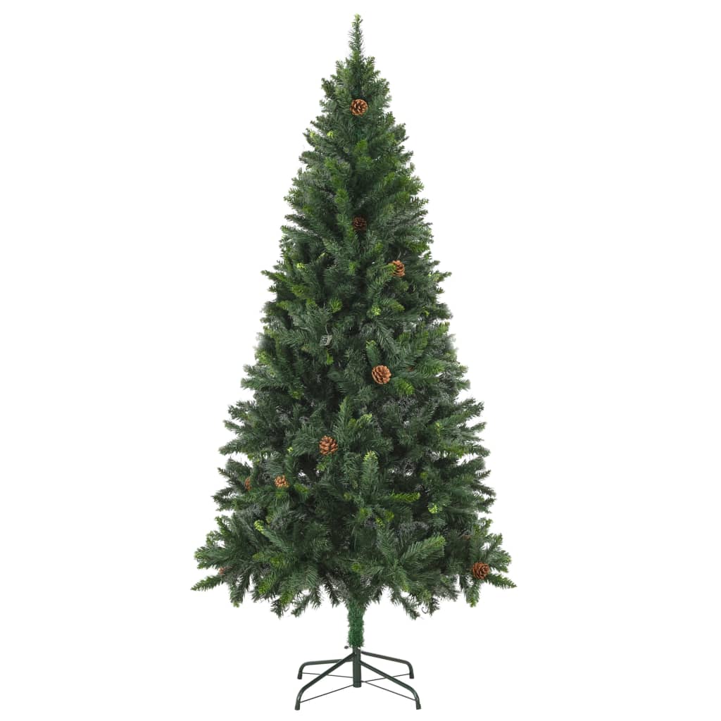 Vidaxl kunstkerstboom avec éclairage et pignons 210 cm verts