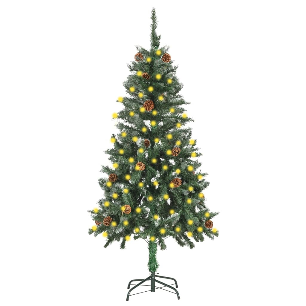 Vidaxl kunstkerstboom avec l'éclairage et les cônes de pin 150 cm