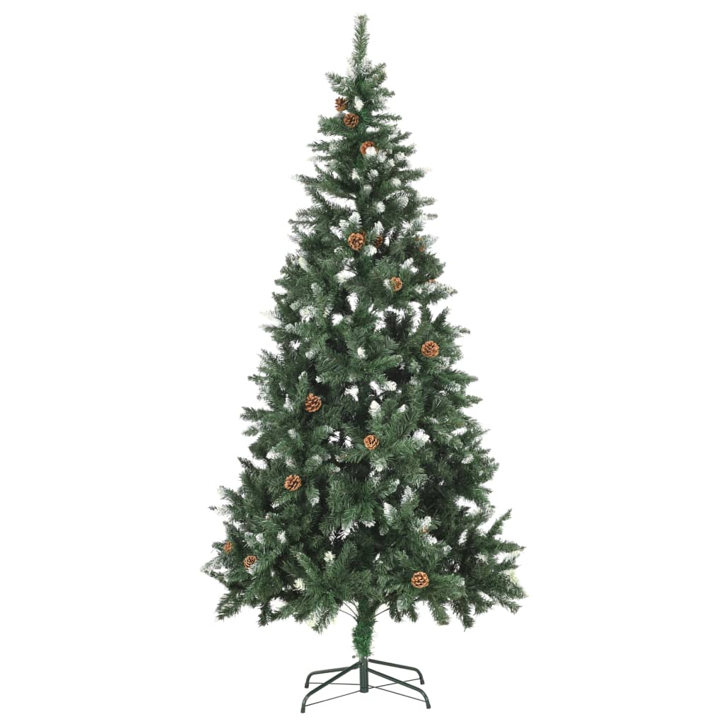 Vidaxl kunstkerstboom avec l'éclairage et les cônes de pin 210 cm