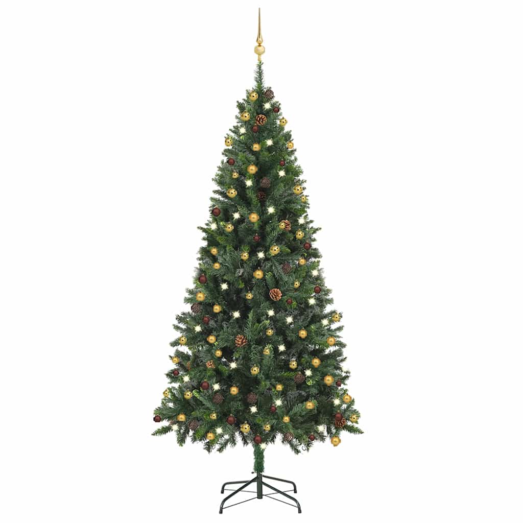 Vidaxl kunstkerstboom avec éclairage et balles de Noël 210 cm verts