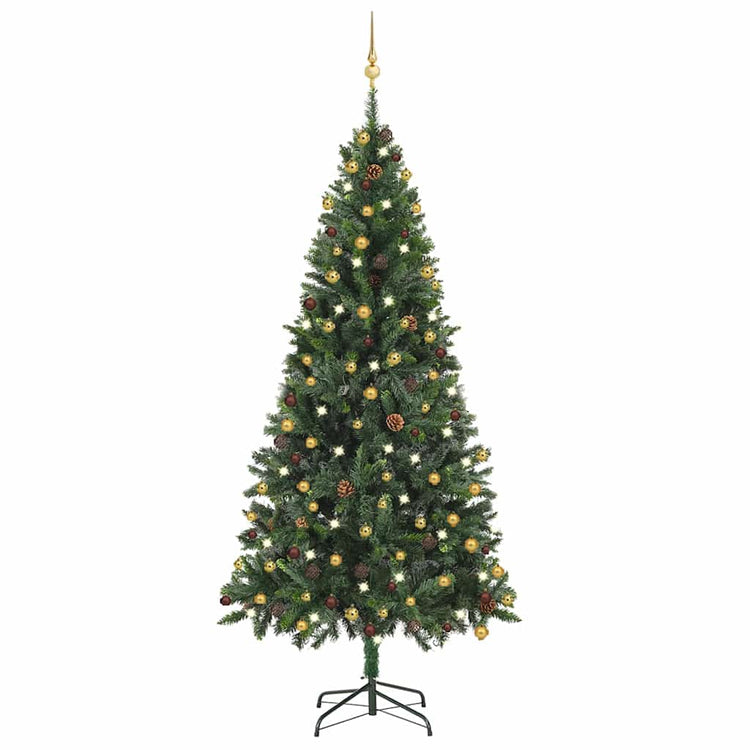 Vidaxl kunstkerstboom avec éclairage et balles de Noël 210 cm verts