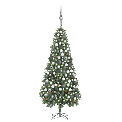 Vidaxl kunstkerstboom avec éclairage balles de Noël pins 210 cm