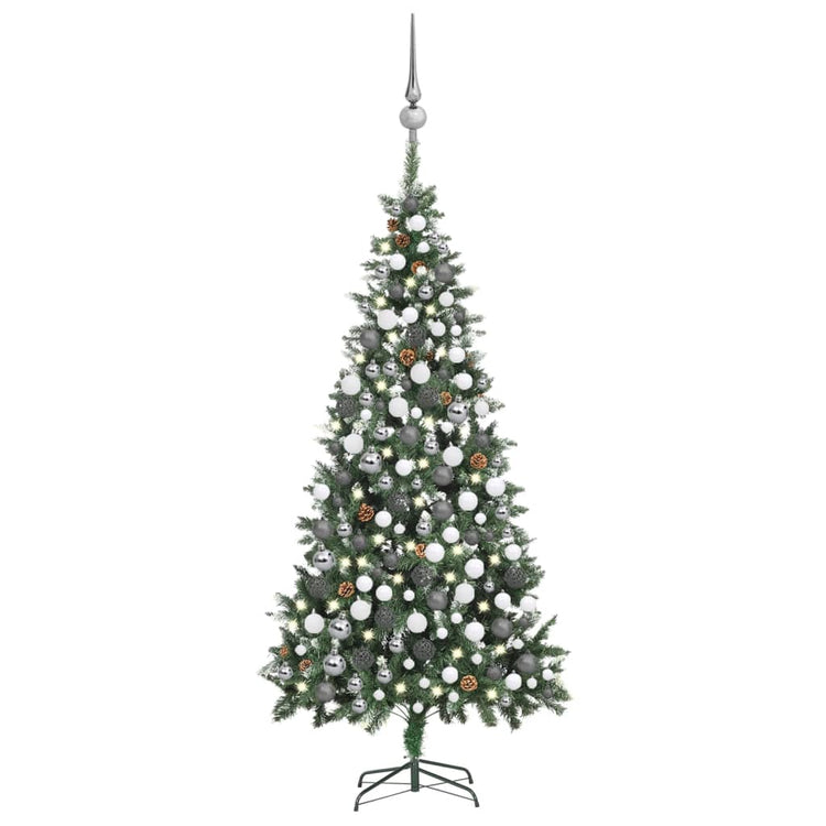 Vidaxl kunstkerstboom avec éclairage balles de Noël pins 210 cm