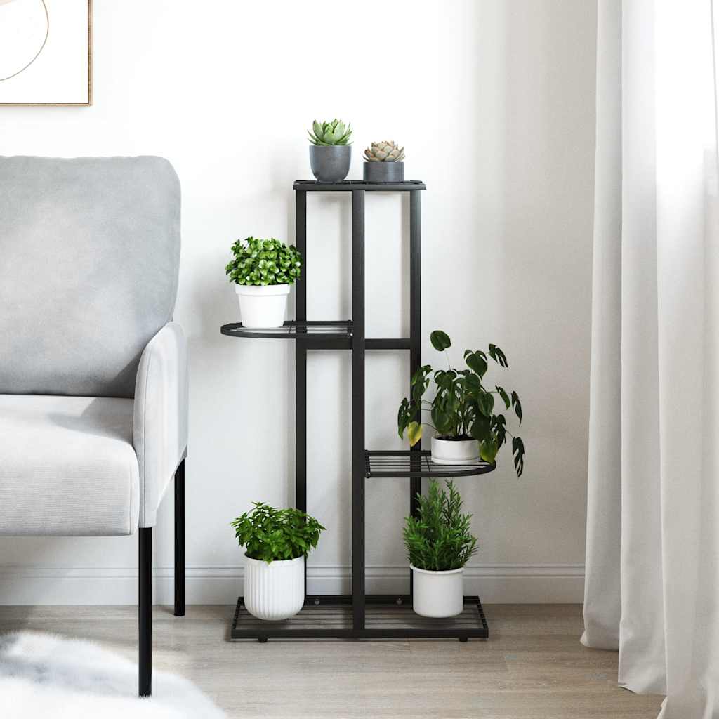 Norme de fleur vidaxl avec 4 couches 43x22x76 cm en métal noir