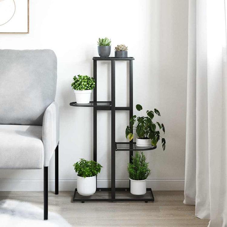 Norme de fleur vidaxl avec 4 couches 43x22x76 cm en métal noir