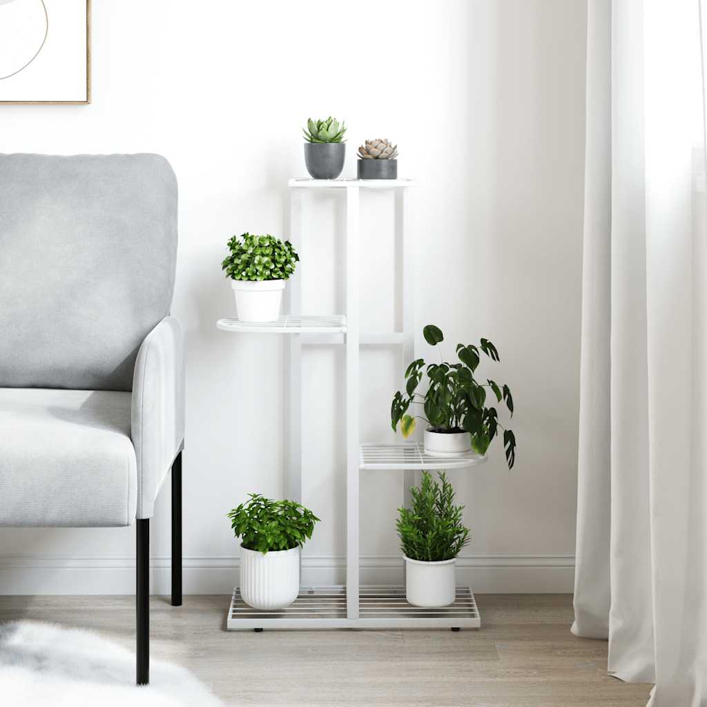 Norme de fleur de vidaxl avec 4 couches 43x22x76 cm en métal blanc