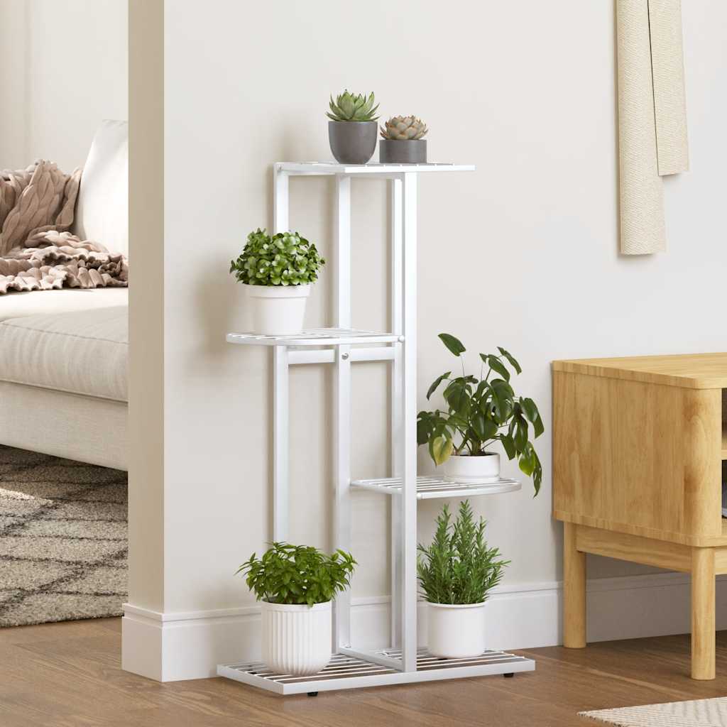 Norme de fleur de vidaxl avec 4 couches 43x22x76 cm en métal blanc