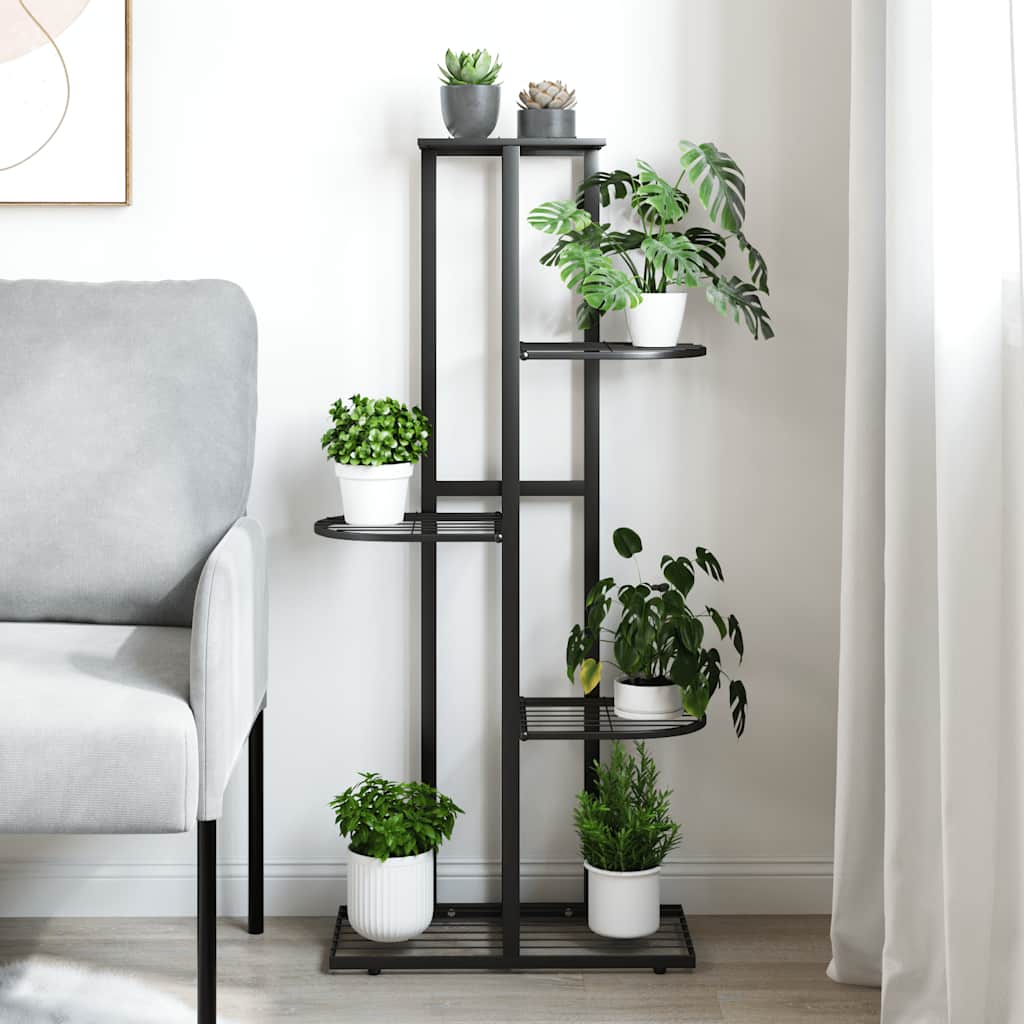 Norme de fleur vidaxl avec 5 couches 43x22x98 cm en métal noir