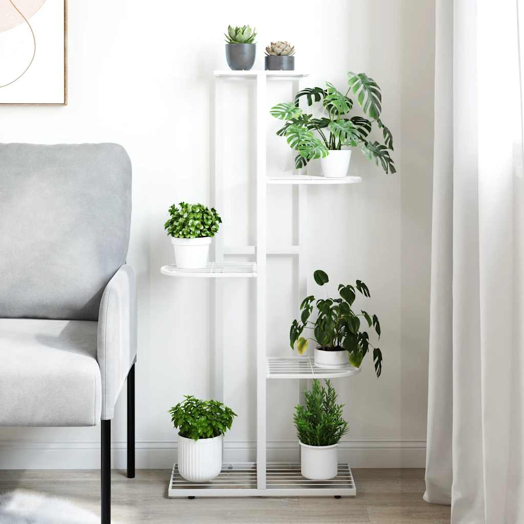 Norme de fleur de vidaxl avec 5 couches 43x22x98 cm en métal blanc