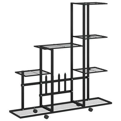 Support de fleur vidaxl avec roues 94.5x25x92,5 cm en métal noir