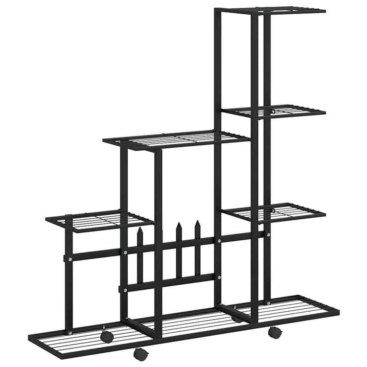 Support de fleur vidaxl avec roues 94.5x25x92,5 cm en métal noir