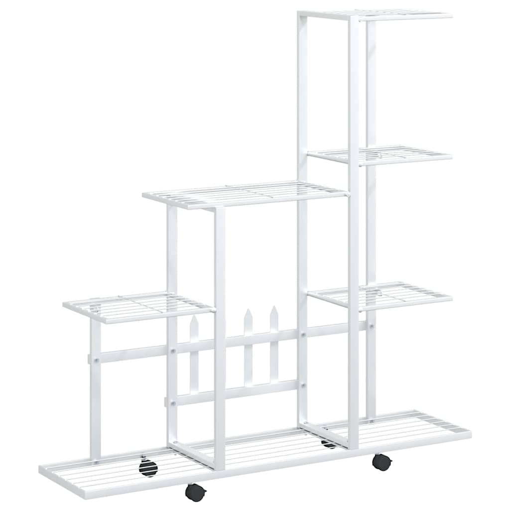 Support de fleur Vidaxl avec roues 94.5x25x92,5 cm en métal blanc