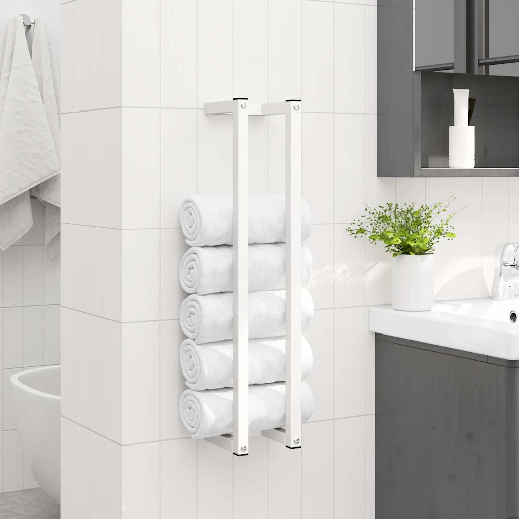 Rack de serviette Vidaxl 12.5x12.5x60 cm en acier blanc