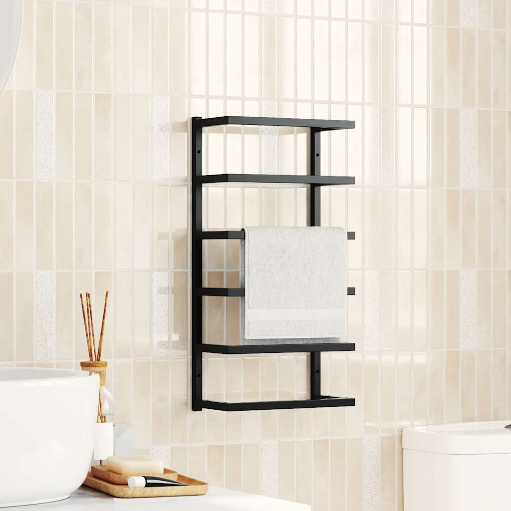 Rack de serviettes Vidaxl 24x12x48 cm en acier noir