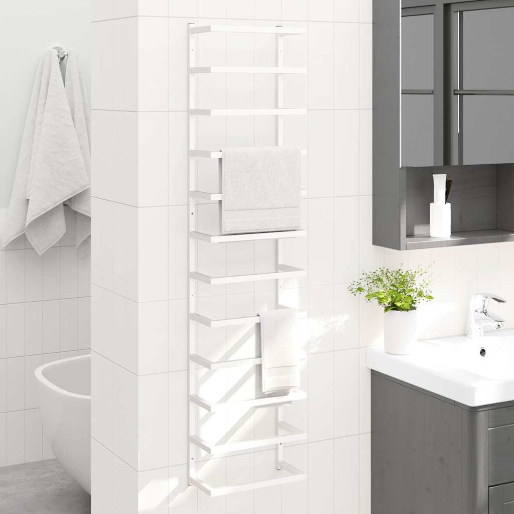 Rack de serviette Vidaxl 24x12x96 cm en acier blanc
