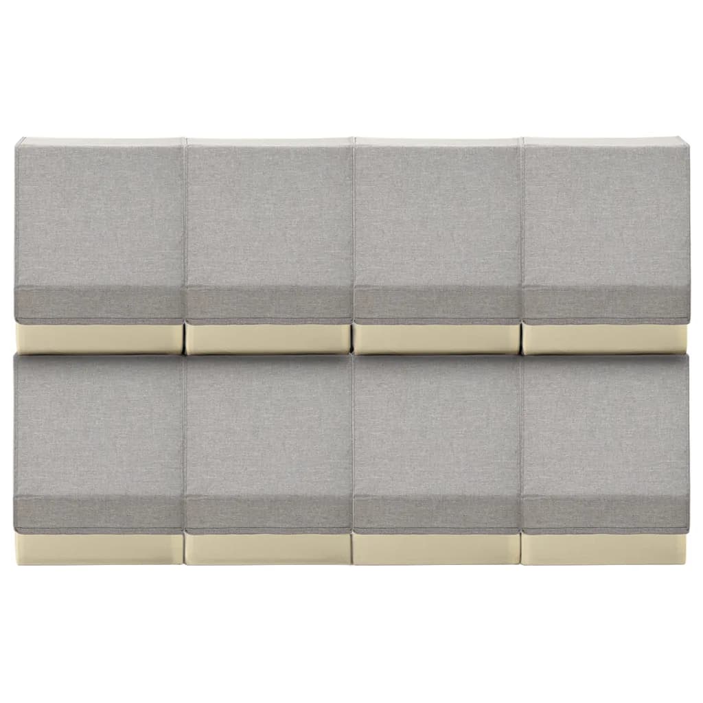 Ensemble de boîtes de rangement Vidaxl 8 pièces avec couvercle en tissu empilable Gray Crème