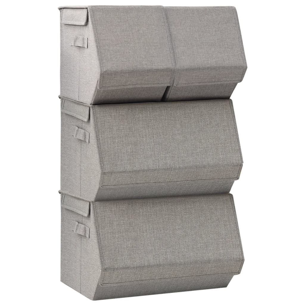 Boîte de rangement Vidaxl 4 pièces Set Fabric Empilable Gray
