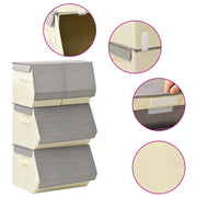 Boîte de rangement Vidaxl 4 pièces Ensemble de tissu empilable gris et de couleur crème - afbeelding 1